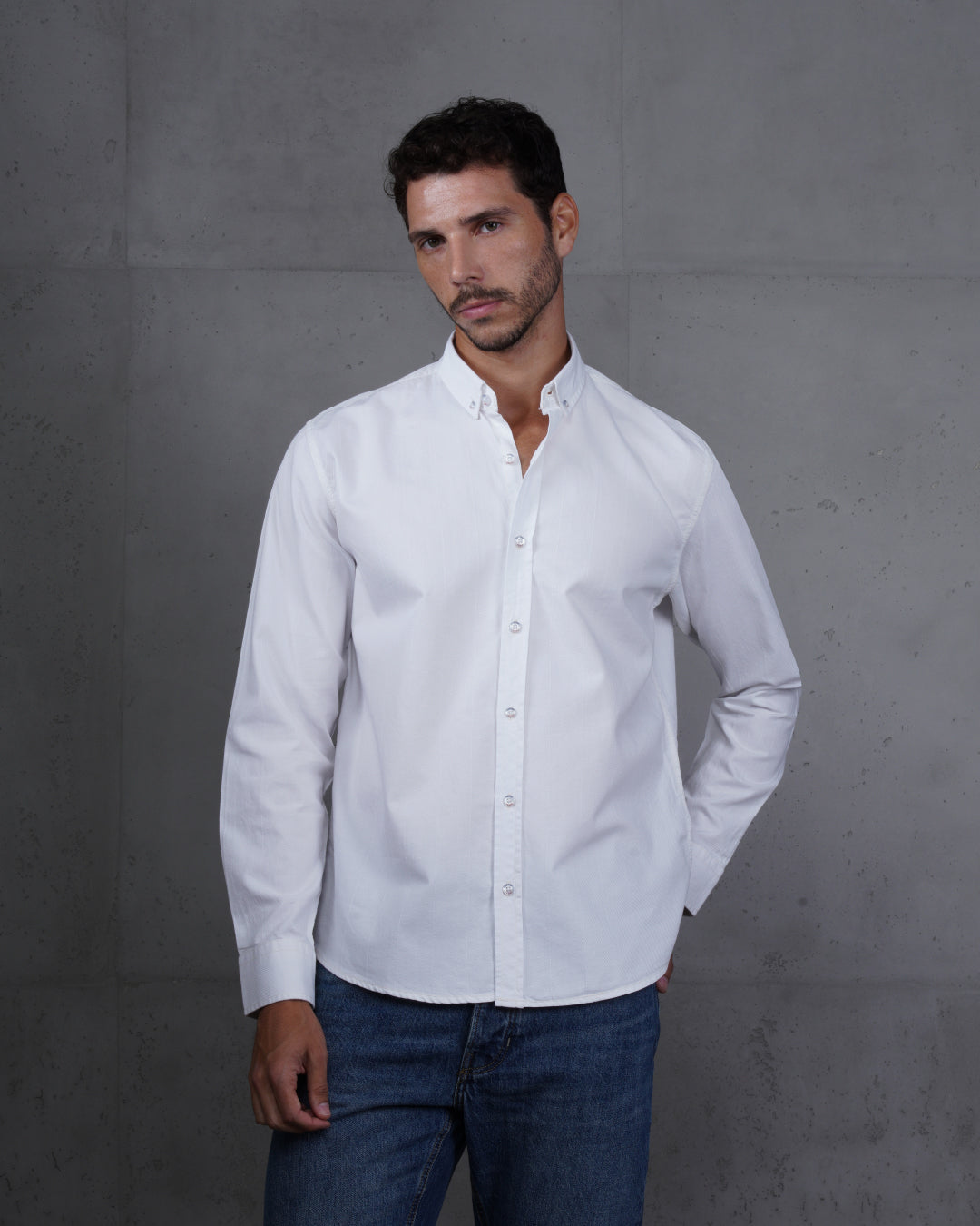 White Cotton Subtle Vertical Striped Shirt