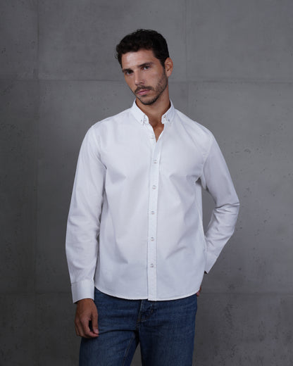 White Cotton Subtle Vertical Striped Shirt