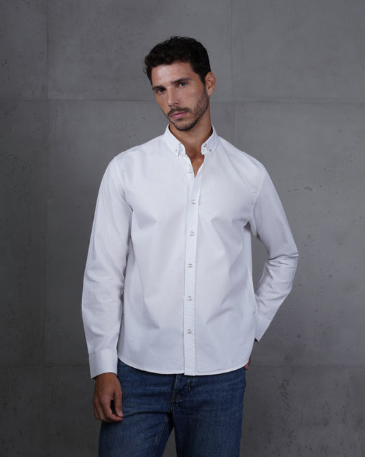 White Cotton Subtle Vertical Striped Shirt