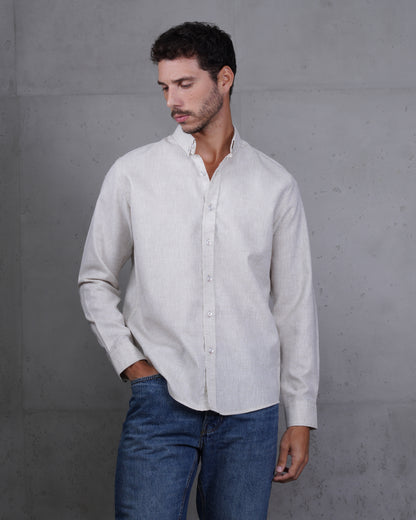 Caffee Cotton Casual Long Sleeve Shirt