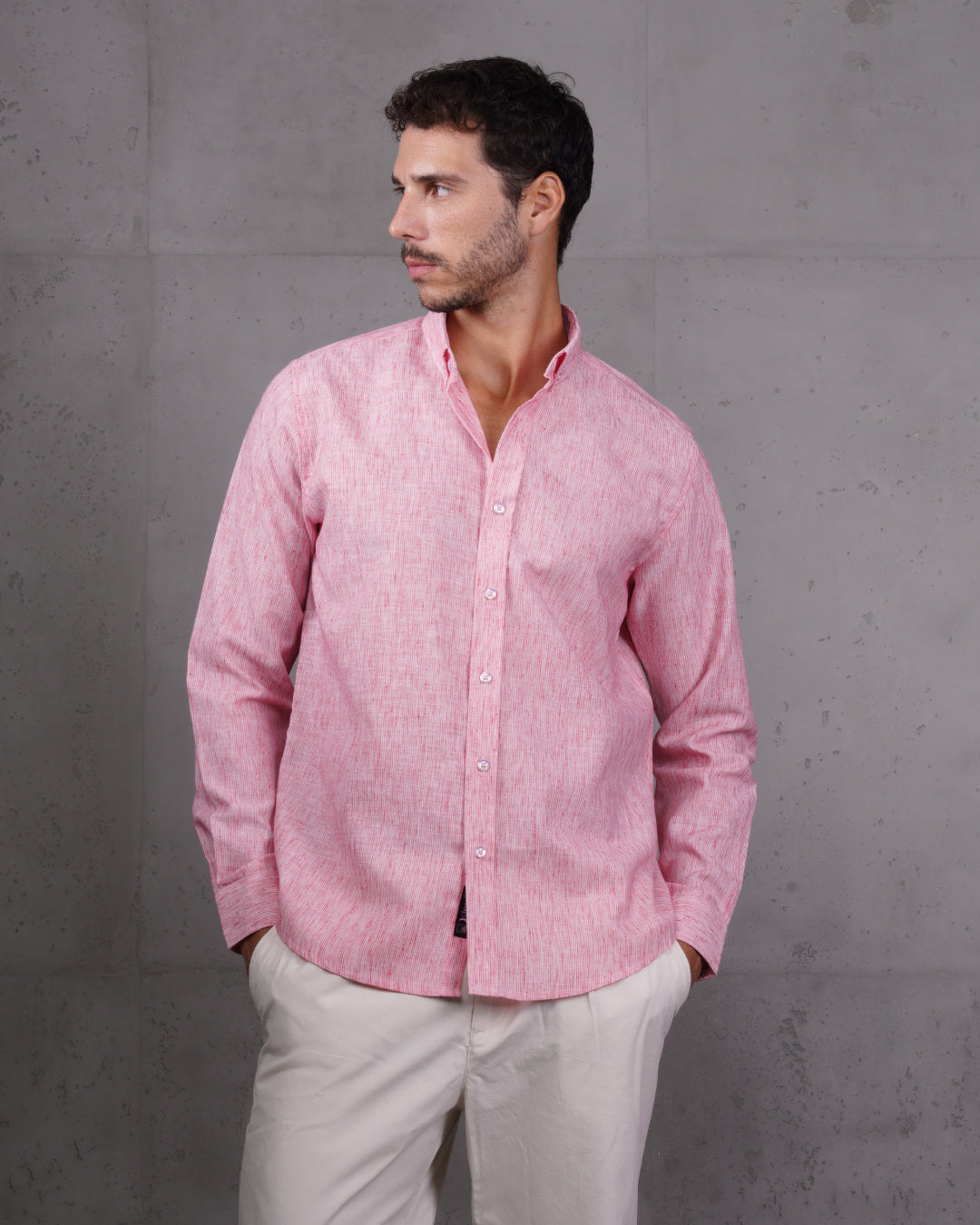 Red Casual Cotton Long Sleeve Shirt