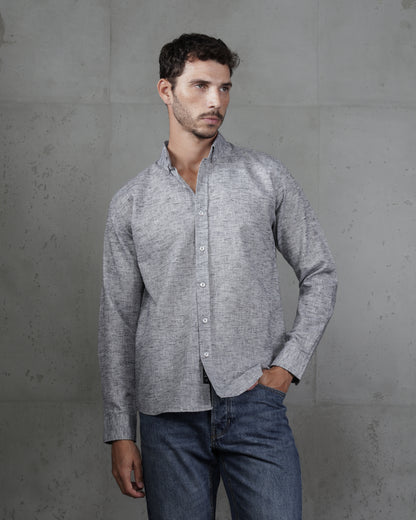 Black Cotton Casual Long Sleeve Shirt