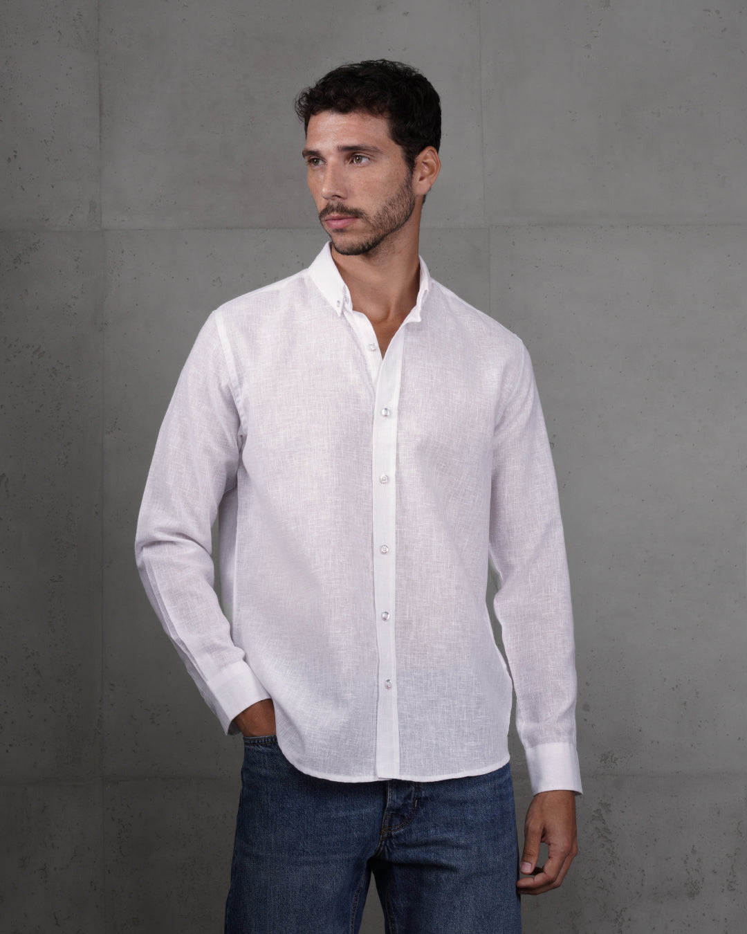 White Cotton Casual Long Sleeve Shirt