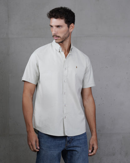Mint Green Cotton Short-Sleeve Shirt