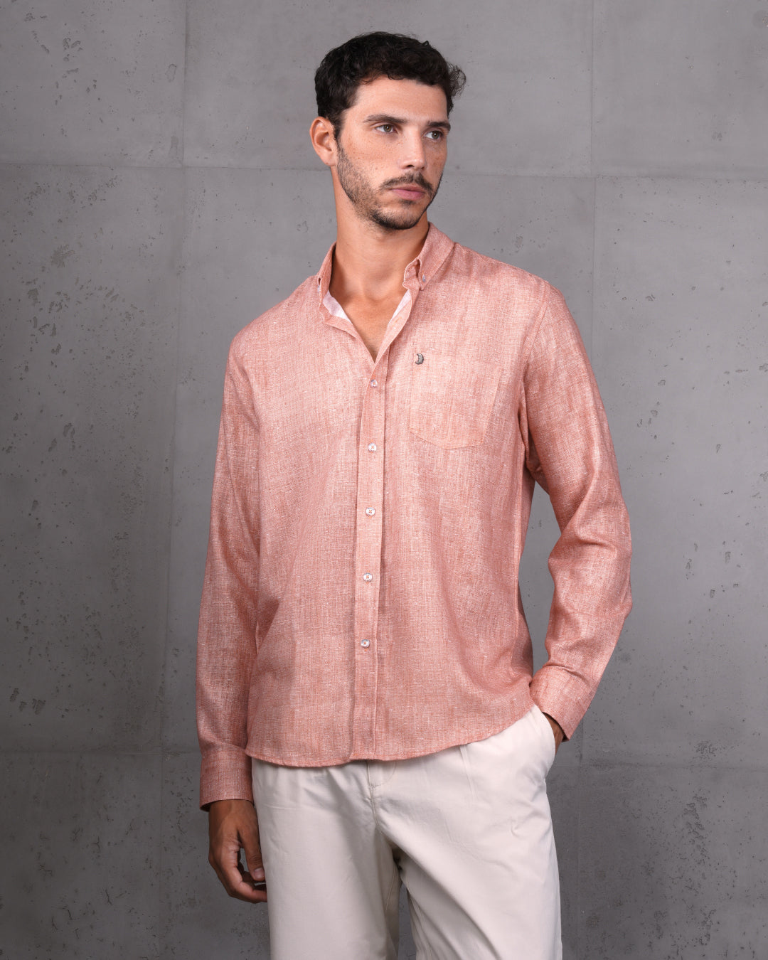 Orange Linen Plain Shirt