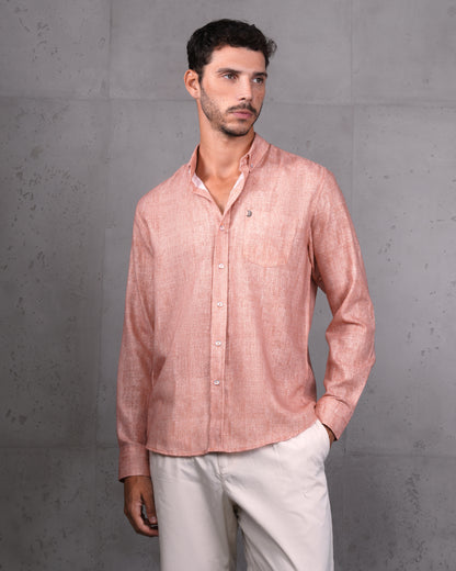 Orange Linen Plain Shirt