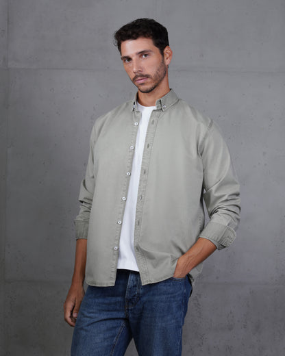 Khaki Men’s Plain Cotton Shirt