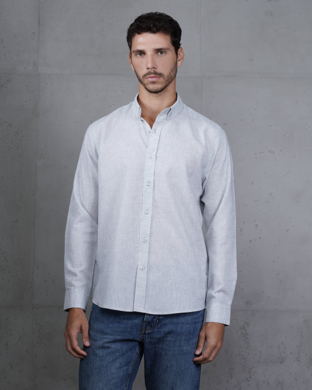 Mint Green Cotton Casual Long Sleeve Shirt