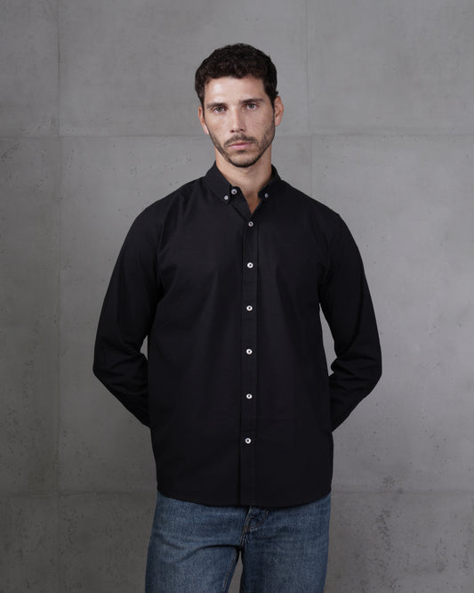 Black Plain Cotton Shirt
