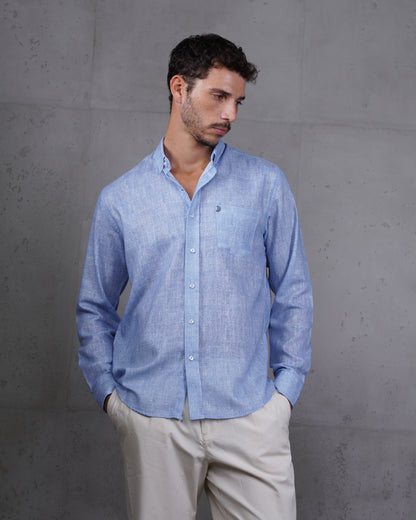 Royal Blue Linen Plain Shirt