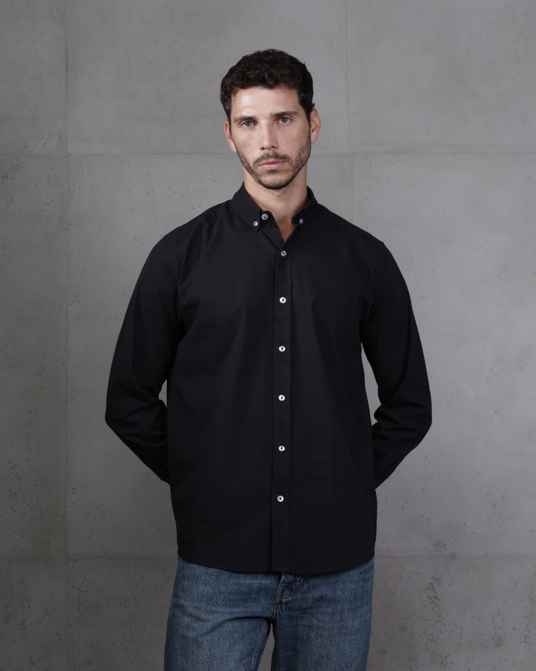 Black Plain Cotton Shirt (Big Size)