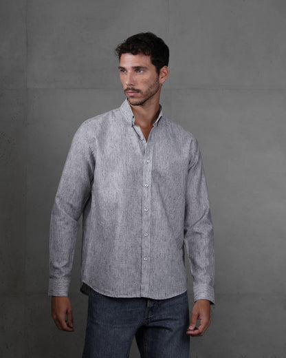 Black Casual Cotton Long Sleeve Shirt
