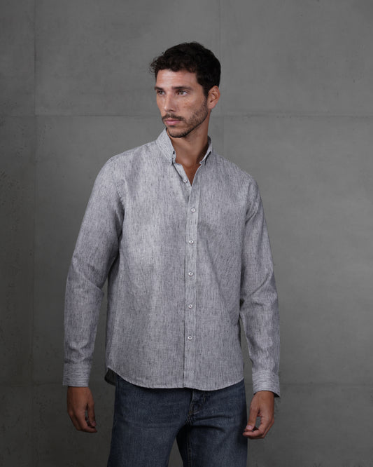 Black Casual Cotton Long Sleeve Shirt