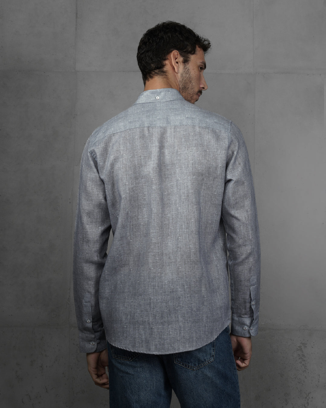 Grey Linen Plain Shirt