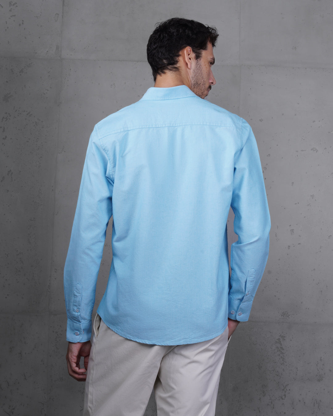 Turquoise Plain Cotton Shirt