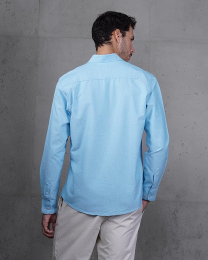Turquoise Plain Cotton Shirt