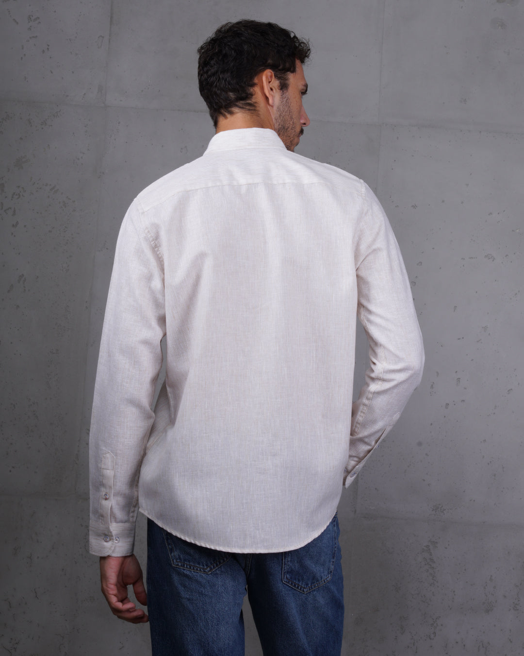 Beige Casual Cotton Long Sleeve Shirt