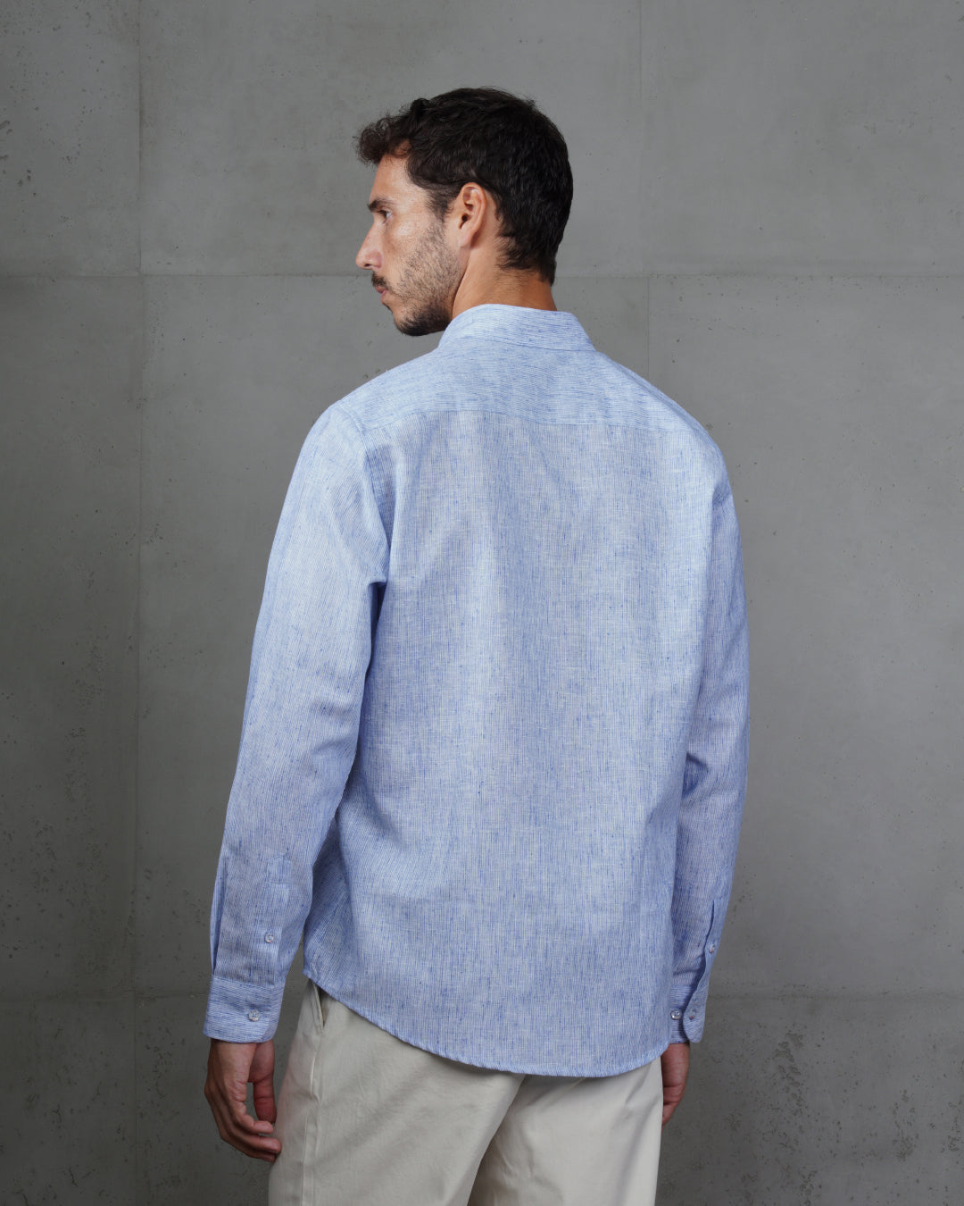 Blue Casual Cotton Long Sleeve Shirt
