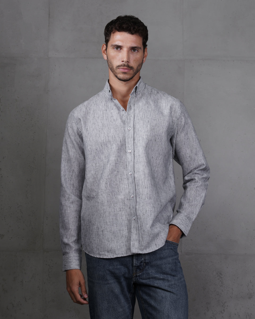 Black Casual Cotton Long Sleeve Shirt