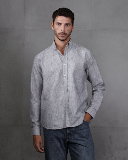 Black Casual Cotton Long Sleeve Shirt