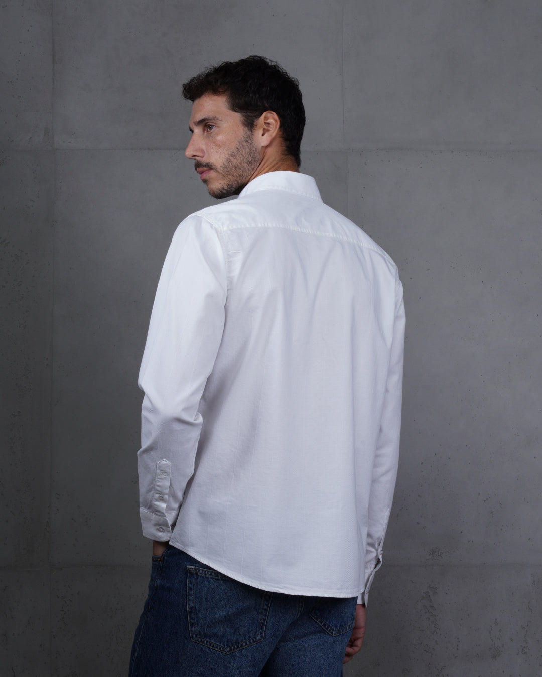 White Cotton Subtle Vertical Striped Shirt