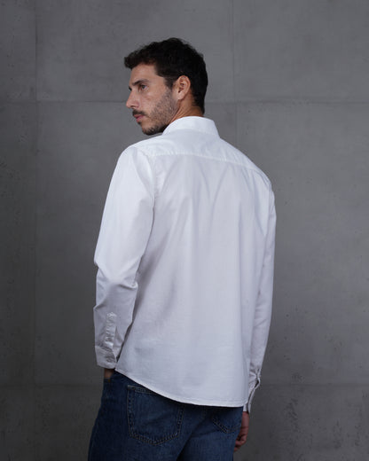 White Cotton Subtle Vertical Striped Shirt