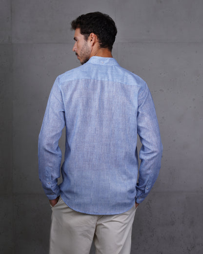 Royal Blue Linen Plain Shirt