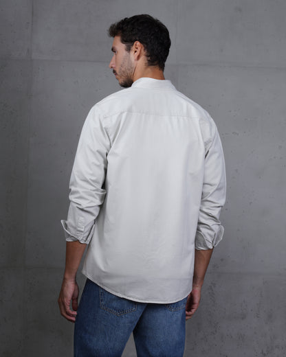 Silver Men’s Plain Cotton Shirt