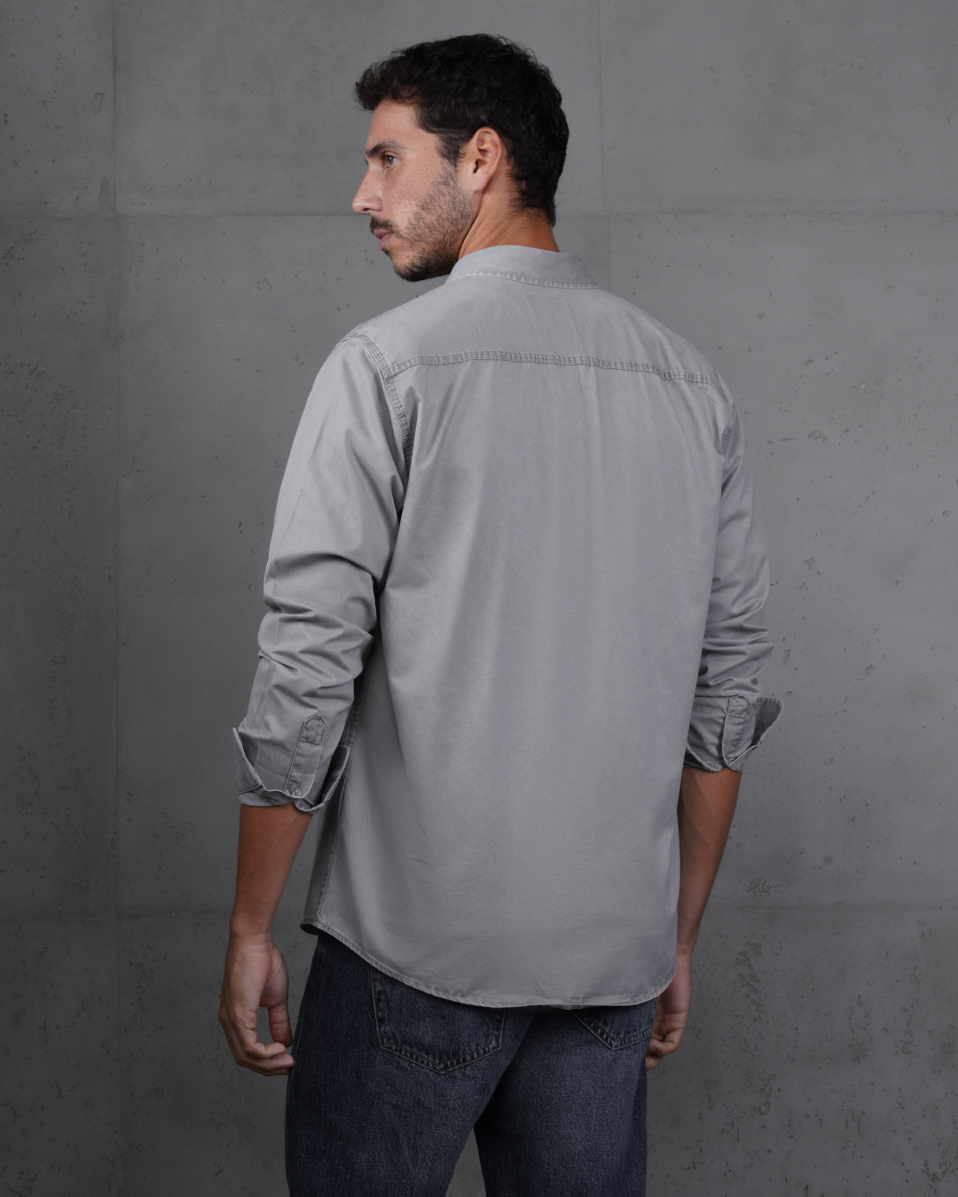 Light Grey Men’s Plain Cotton Shirt