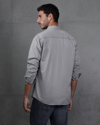 Light Grey Men’s Plain Cotton Shirt