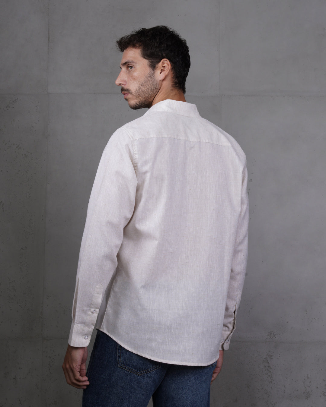 Beige Cotton Casual Long Sleeve Shirt