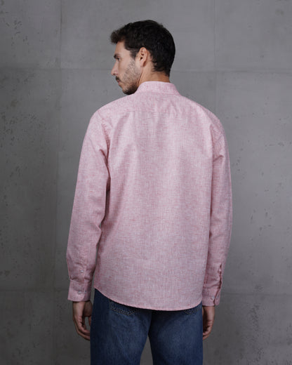 Red Cotton Casual Long Sleeve Shirt