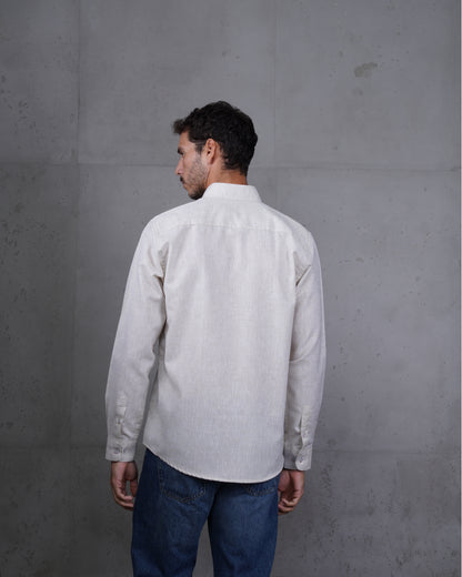 Caffee Cotton Casual Long Sleeve Shirt