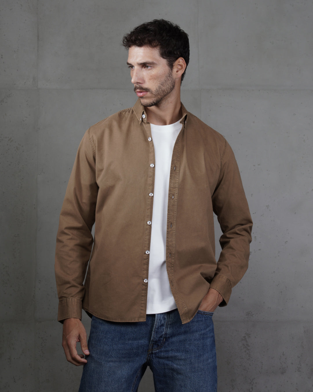 Brown Men’s Plain Cotton Shirt