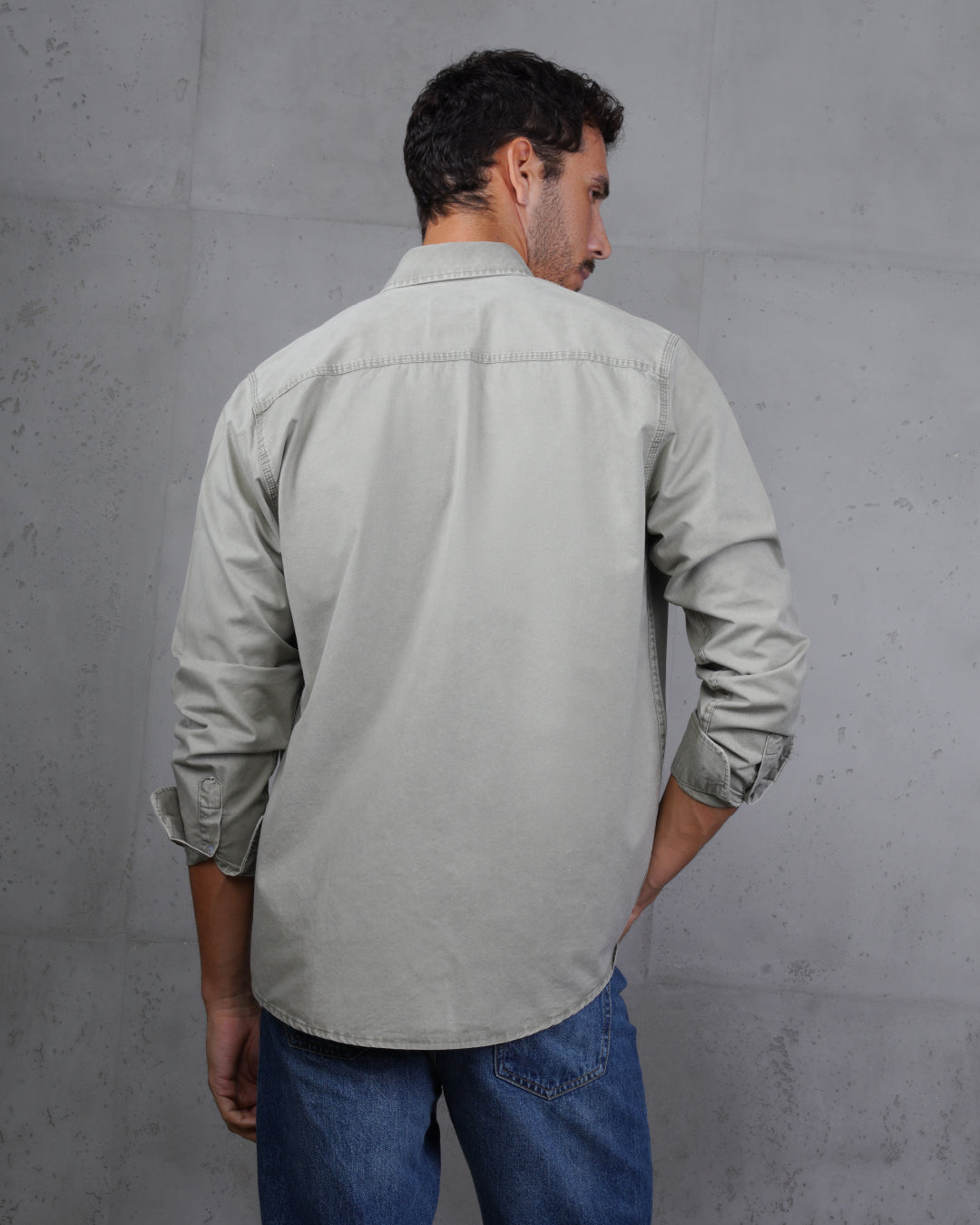 Khaki Men’s Plain Cotton Shirt