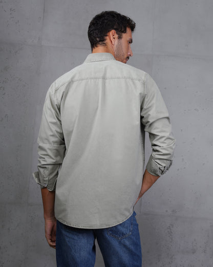 Khaki Men’s Plain Cotton Shirt