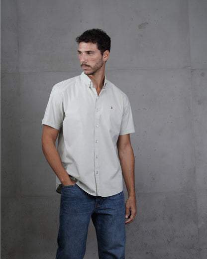 Mint Green Cotton Short-Sleeve Shirt
