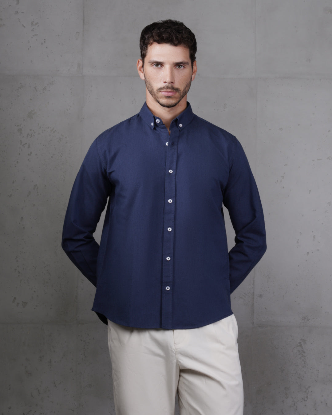 Navy Plain Cotton Shirt
