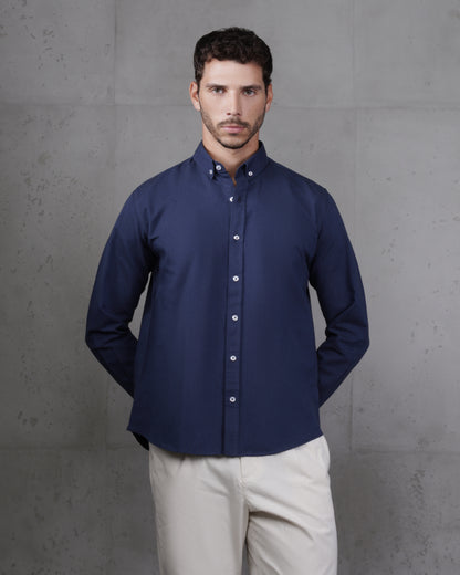Navy Plain Cotton Shirt