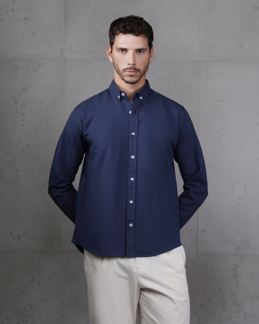 Navy Plain Cotton Shirt