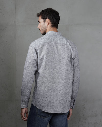 Black Cotton Casual Long Sleeve Shirt
