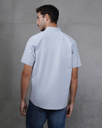 Navy Cotton Short-Sleeve Shirt