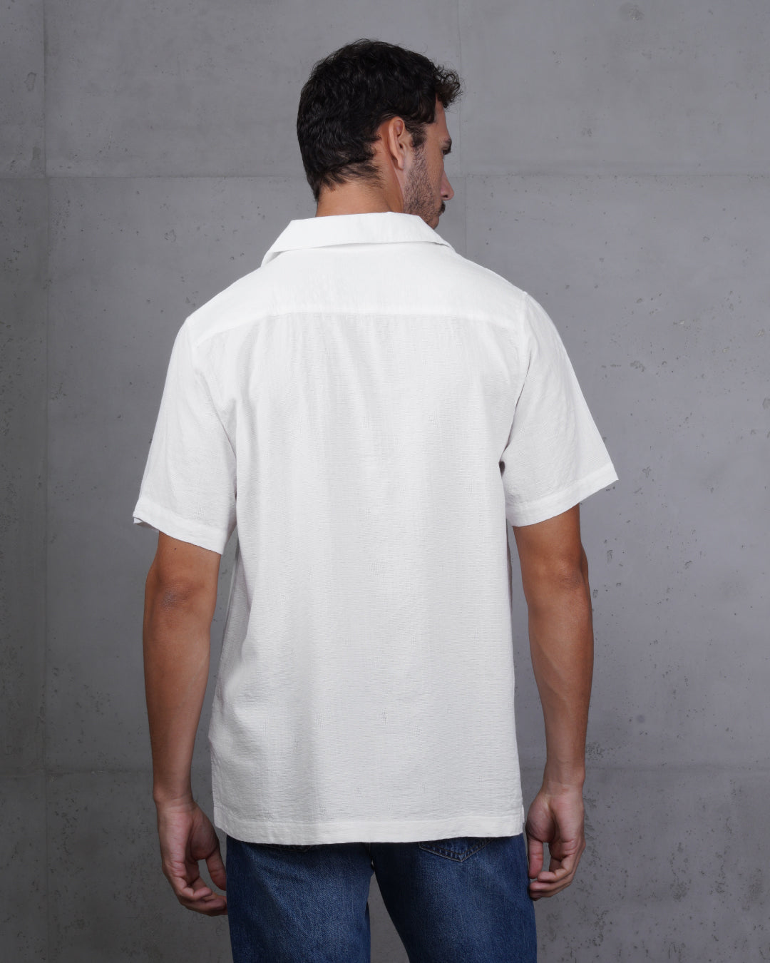 White Riviera Short Sleeve Camp Collar Shirt