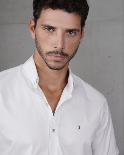 White Cotton Short-Sleeve Shirt