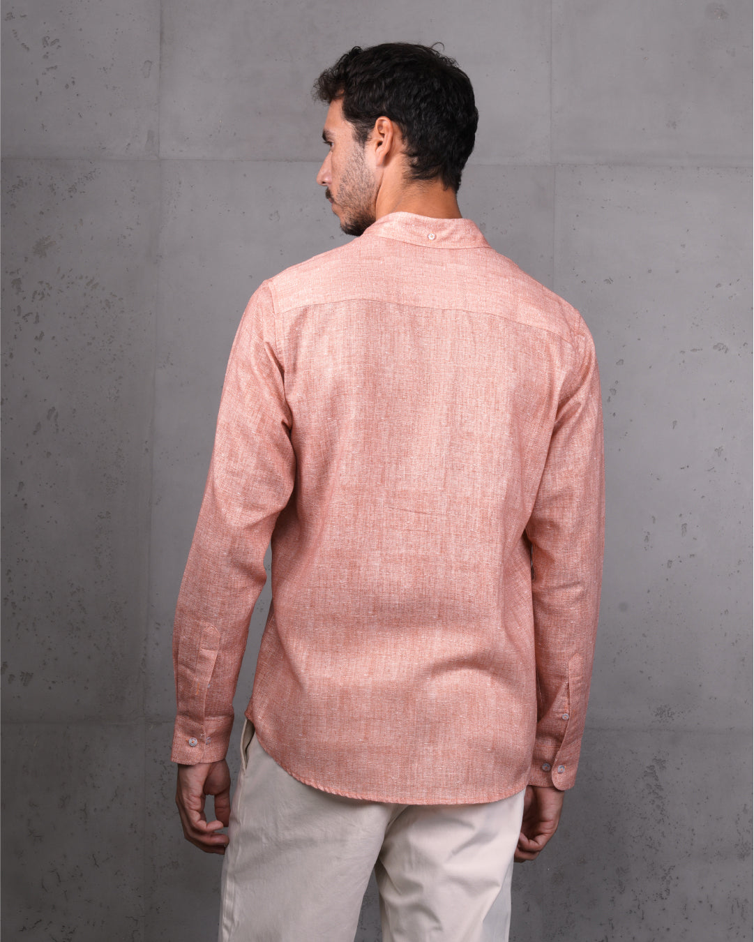 Orange Linen Plain Shirt