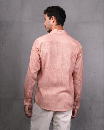 Orange Linen Plain Shirt
