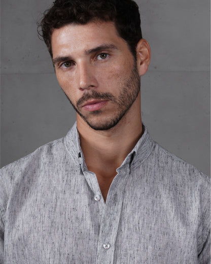 Black Casual Cotton Long Sleeve Shirt