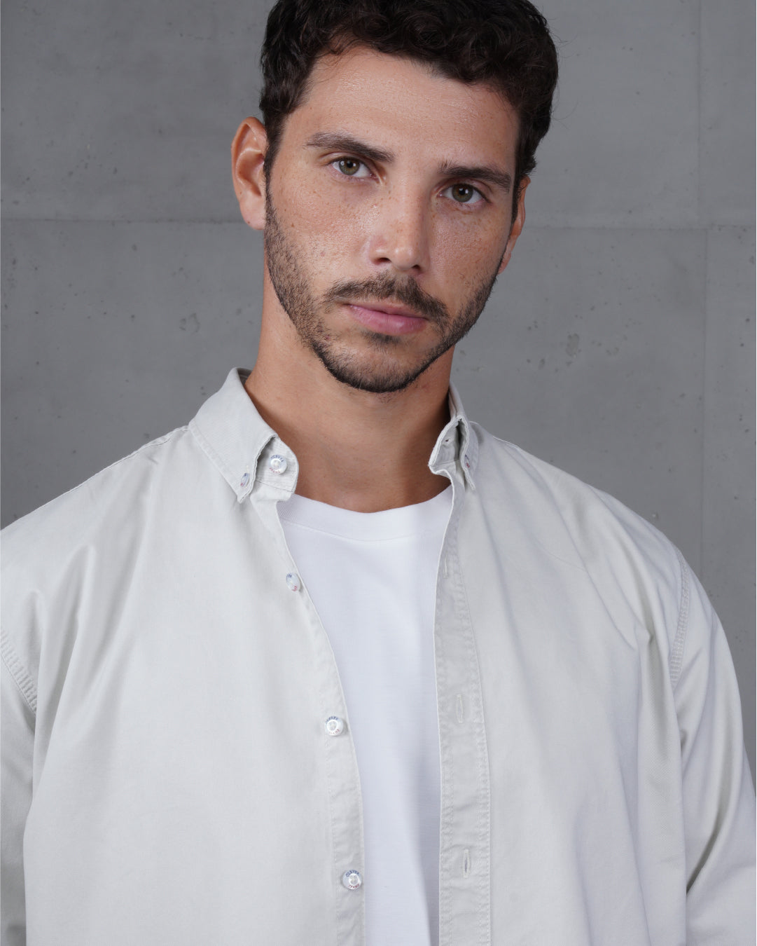Silver Men’s Plain Cotton Shirt