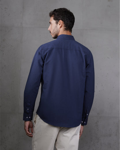 Navy Plain Cotton Shirt