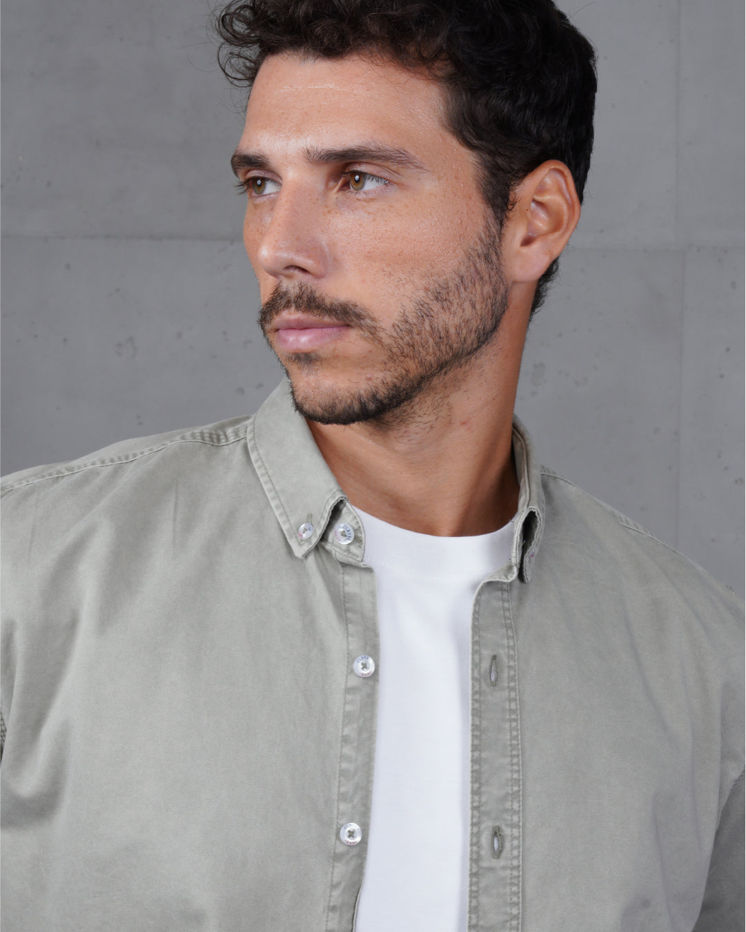 Khaki Men’s Plain Cotton Shirt
